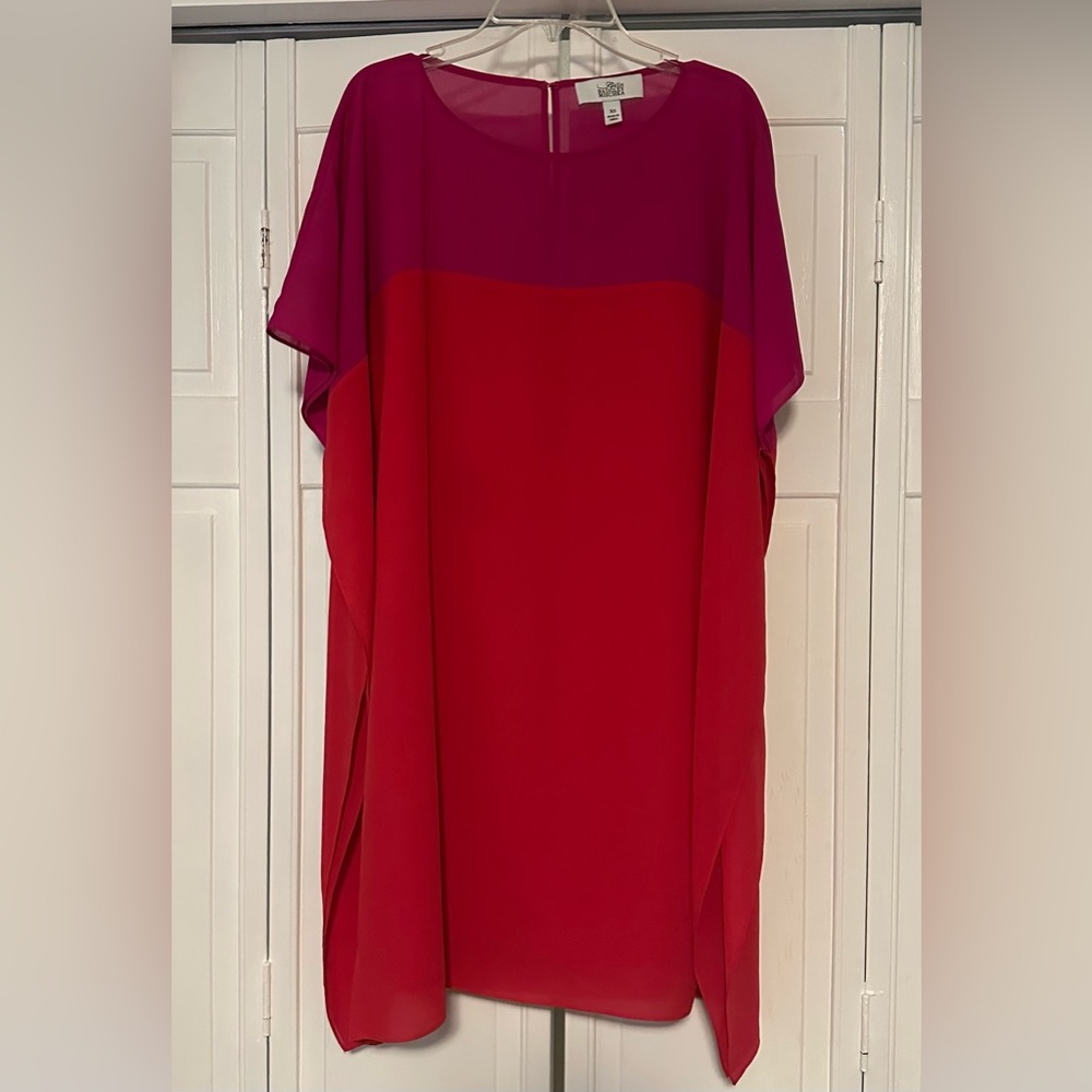 Belle Badgley Mischka Colorblock Women’s XS Shift Dress Mini Red Purple Fuschia
